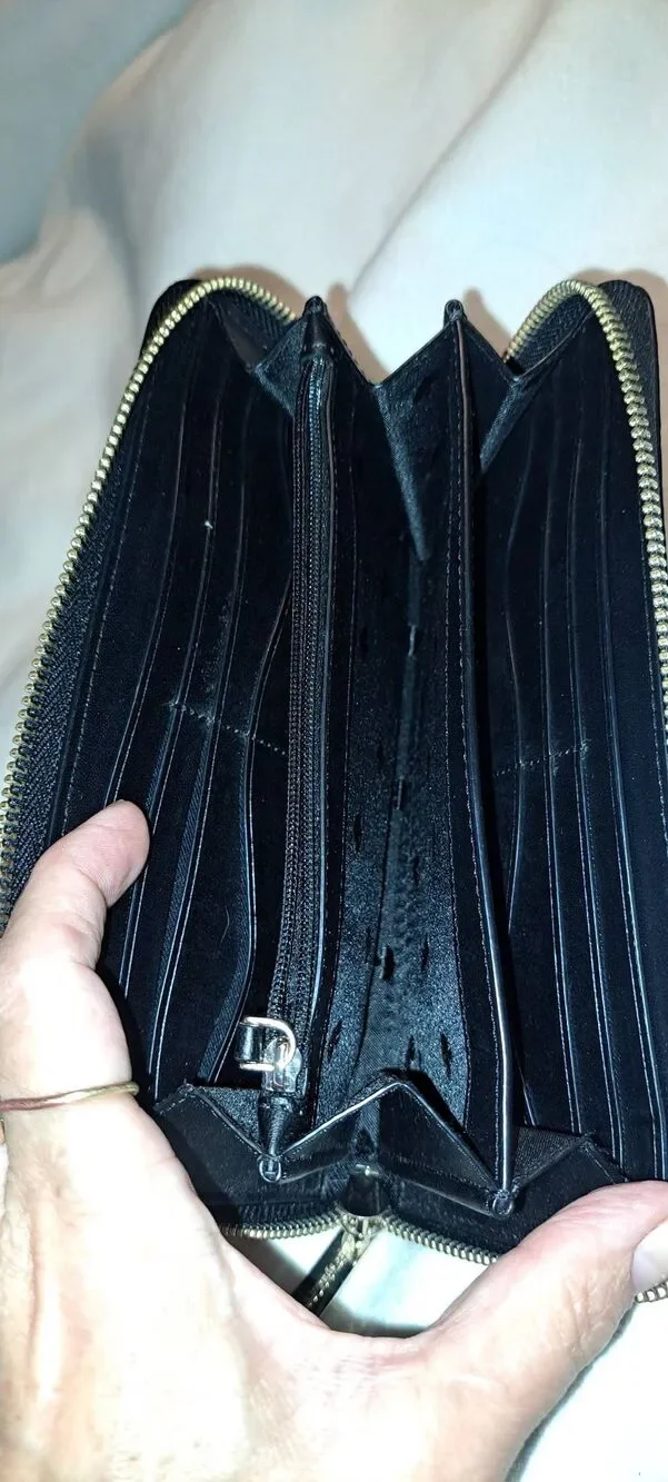 Kate Spade New York Black Pebbled Leather Zip Around Continental Wallet